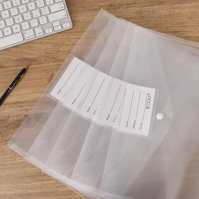 Alt view image 5 of 6 - 30pcs Plastic Envelopes, Clear Envelopes with Snap Closure, Document Folders Letter Size A4 Size File Envelopes with Label Pocket for School Home Work Office Organization