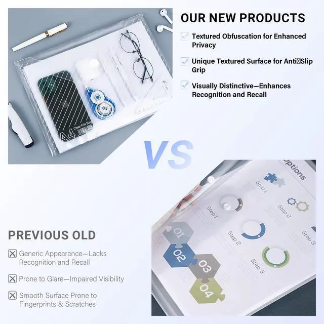 Alt view image 6 of 7 - 10 Pack, Plastic Envelopes Transparent Waterproof Reusable File Folders for A4 Letter Sized Documents, Receipts, Photos & Office/School Use (10)