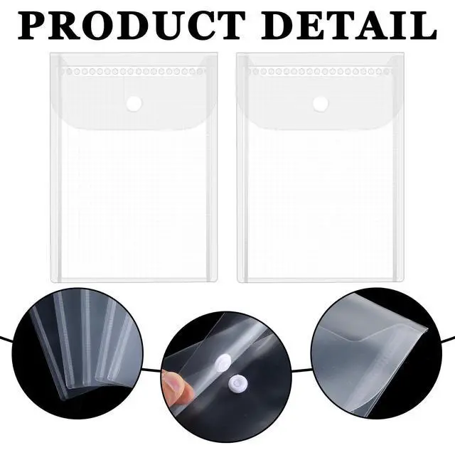 Alt view image 2 of 7 - 10 PCS Clear Envelope Pouch 7 X 5 Inch Clear Plastic Envelope Pouch with Snap Closure Waterproof Plastic Envelopes for Office School Documents Sticker, Photo Storage Folder, Receipt Holder