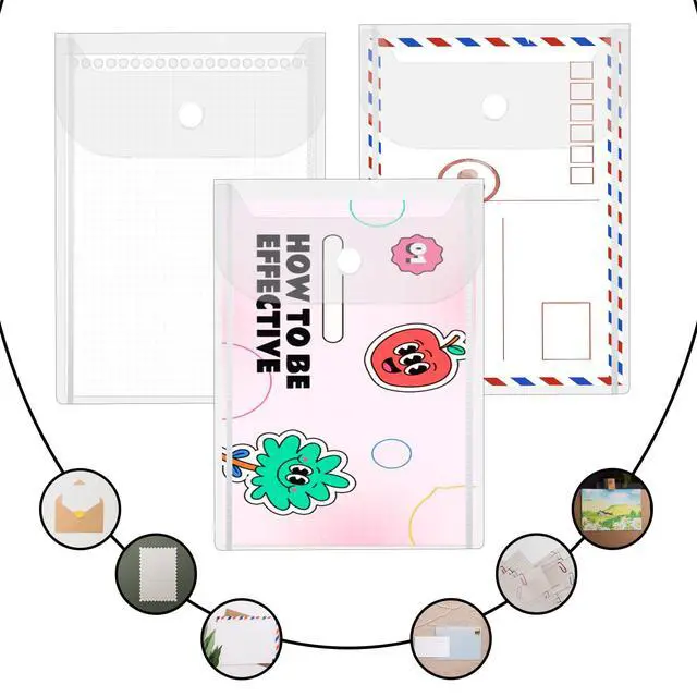 Alt view image 5 of 7 - 10 PCS Clear Envelope Pouch 7 X 5 Inch Clear Plastic Envelope Pouch with Snap Closure Waterproof Plastic Envelopes for Office School Documents Sticker, Photo Storage Folder, Receipt Holder
