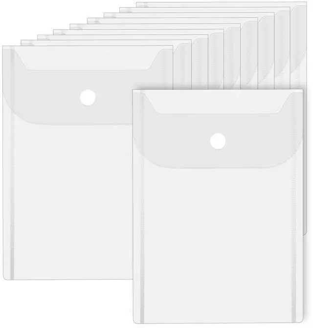 Main image of 10 PCS Clear Envelope Pouch 7 X 5 Inch Clear Plastic Envelope Pouch with Snap Closure Waterproof Plastic Envelopes for Office School Documents Sticker, Photo Storage Folder, Receipt Holder
