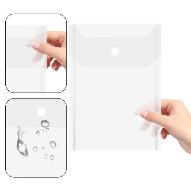 Alt view image 4 of 7 - 10 PCS Clear Envelope Pouch 7 X 5 Inch Clear Plastic Envelope Pouch with Snap Closure Waterproof Plastic Envelopes for Office School Documents Sticker, Photo Storage Folder, Receipt Holder