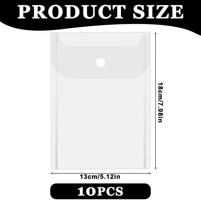 Alt view image 6 of 7 - 10 PCS Clear Envelope Pouch 7 X 5 Inch Clear Plastic Envelope Pouch with Snap Closure Waterproof Plastic Envelopes for Office School Documents Sticker, Photo Storage Folder, Receipt Holder