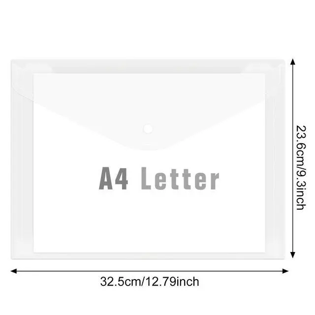 Alt view image 2 of 7 - 30pcs Plastic Envelopes, Clear Reusable Poly Envelope Waterproof File Folder with Snap Button, US Letter, A4 Size, for School Office Supplies