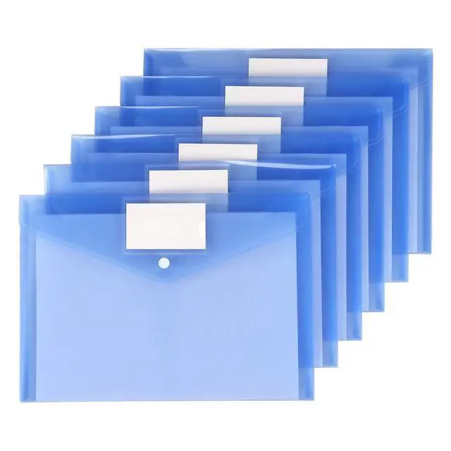 Alt view image 2 of 7 - 6 Pack Clear Document Folders Plastic Envelopes, A4 Size, Blue