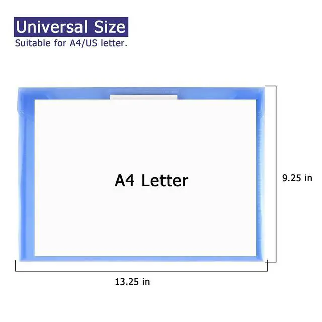 Alt view image 3 of 7 - 6 Pack Clear Document Folders Plastic Envelopes, A4 Size, Blue