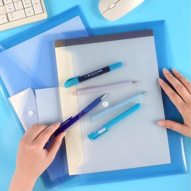 Alt view image 7 of 7 - 6 Pack Clear Document Folders Plastic Envelopes, A4 Size, Blue