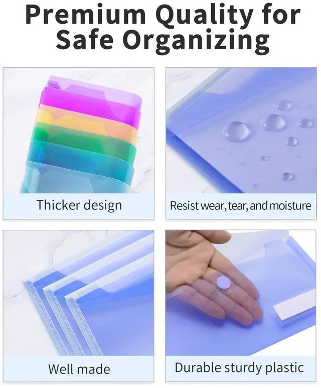 Alt view image 2 of 7 - 24 Pack Plastic Pencil Pouch, Clear Poly Envelopes File Bill Bag with Label Pocket, Plastic Pencil Case Bulk for A6 Size Files Money Envelopes for Cash Storage, Teacher School Office Supplies