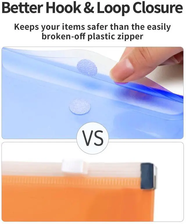Alt view image 5 of 7 - 24 Pack Plastic Pencil Pouch, Clear Poly Envelopes File Bill Bag with Label Pocket, Plastic Pencil Case Bulk for A6 Size Files Money Envelopes for Cash Storage, Teacher School Office Supplies