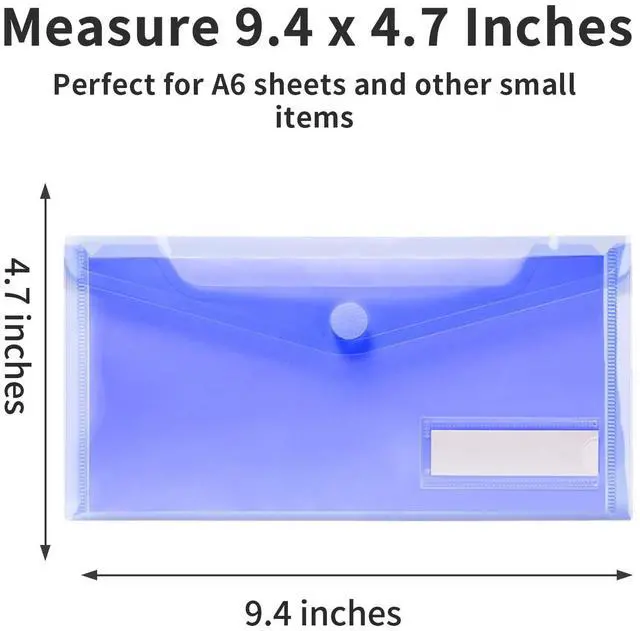 Alt view image 6 of 7 - 24 Pack Plastic Pencil Pouch, Clear Poly Envelopes File Bill Bag with Label Pocket, Plastic Pencil Case Bulk for A6 Size Files Money Envelopes for Cash Storage, Teacher School Office Supplies