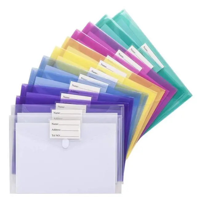 Alt view image 2 of 7 - 24 Pack File Folders, Clear Poly Envelopes Plastic Folders A4 Pouch