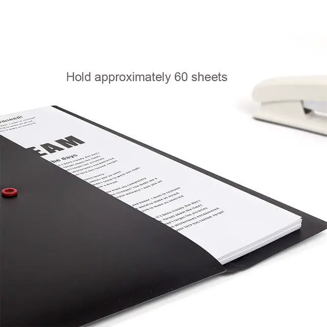 Alt view image 4 of 7 - 5 Pieces A4 Envelopes Folders for Paperwork Plastic Wallets Document Organizer with Snap Button Closure A4 Letter Size (Black)