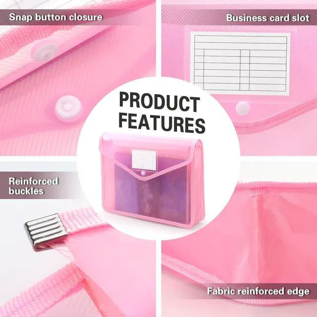 Alt view image 4 of 7 - Plastic Expanding File Folder, Fit Letter/A4 Size, Pink, 1 Pack