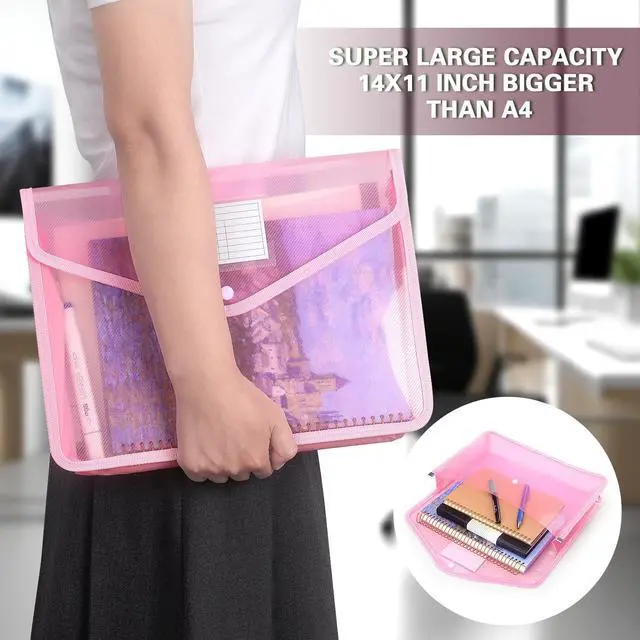 Alt view image 6 of 7 - Plastic Expanding File Folder, Fit Letter/A4 Size, Pink, 1 Pack