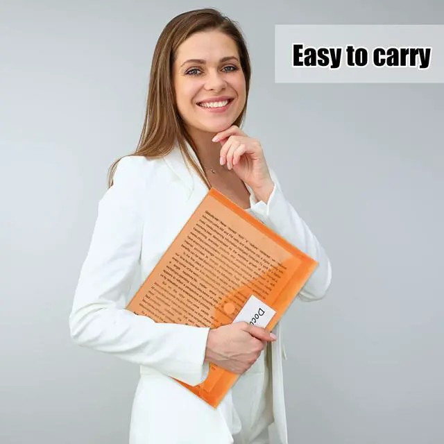 Alt view image 7 of 7 - 30 Pack 10 Color Plastic Envelopes Poly Envelopes, Hook & Loop Closure File Folders Clear Document Folders File Envelopes with Label Pocket A4 Size