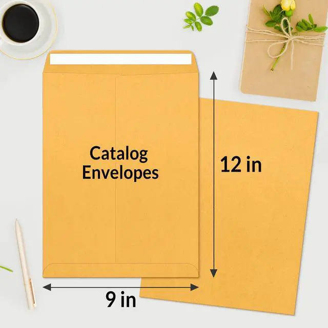 Alt view image 2 of 6 - 9 x12 Manilla Envelopes, 28lb Brown Kraft, Ultra Strong Quick-Seal Security Catalog Mailing Envelopes for Flat Letter Size Documents or Photos, 100 Count