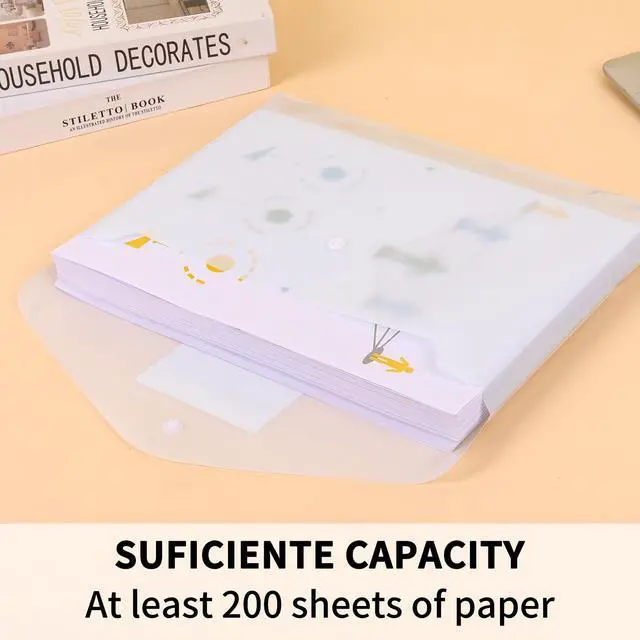 Alt view image 3 of 7 - 24 Pack Plastic Envelopes Plastic File Folders, Poly Folders with Snap Closure, A4 Size File Envelopes with Label Pocket for Documents School Office Supplies