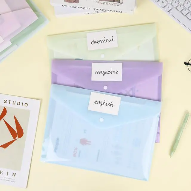 Alt view image 6 of 7 - 24 Pack Plastic Envelopes Plastic File Folders, Poly Folders with Snap Closure, A4 Size File Envelopes with Label Pocket for Documents School Office Supplies