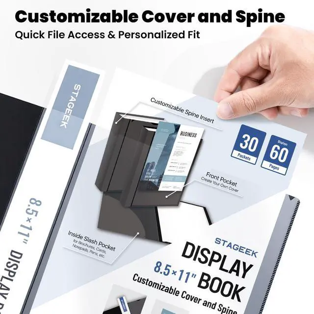 Alt view image 3 of 7 - 30-Pocket Portfolio Binder Display 60 Pages, 8.5x11