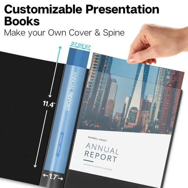 Alt view image 2 of 7 - 12-Pocket Presentation Binder with Plastic Sleeves (24 Viewable Pages), 8.5x11 Portfolio Folder, Top-Loading Sheet Protectors, Customizable Cover, Organizer for Photos, Recipes (Black)