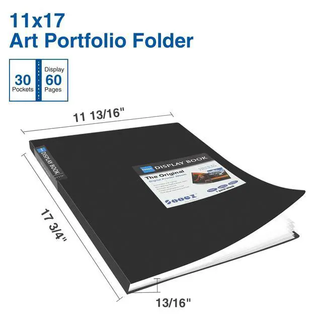 Alt view image 6 of 7 - Art Portfolios 11x17, Portfolio Folder with 30 Pockets & Black Inner
