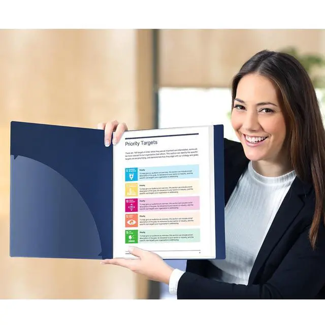 Alt view image 6 of 7 - Presentation Binder 48-Pocket, Displays 96 Pages, 8.5x11 Portfolio Binder with Plastic Sleeves, Storage and Organizer for Documents, Photos, Kids Artwork, Projects, Recipes (Blue)