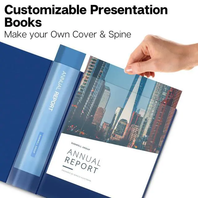 Alt view image 2 of 7 - Presentation Binder 48-Pocket, Displays 96 Pages, 8.5x11 Portfolio Binder with Plastic Sleeves, Storage and Organizer for Documents, Photos, Kids Artwork, Projects, Recipes (Blue)