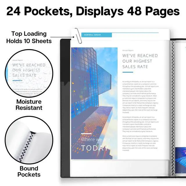 Alt view image 4 of 7 - 9x12 Presentation Binder, 24 Pockets, Displays 48 Pages, Aqua