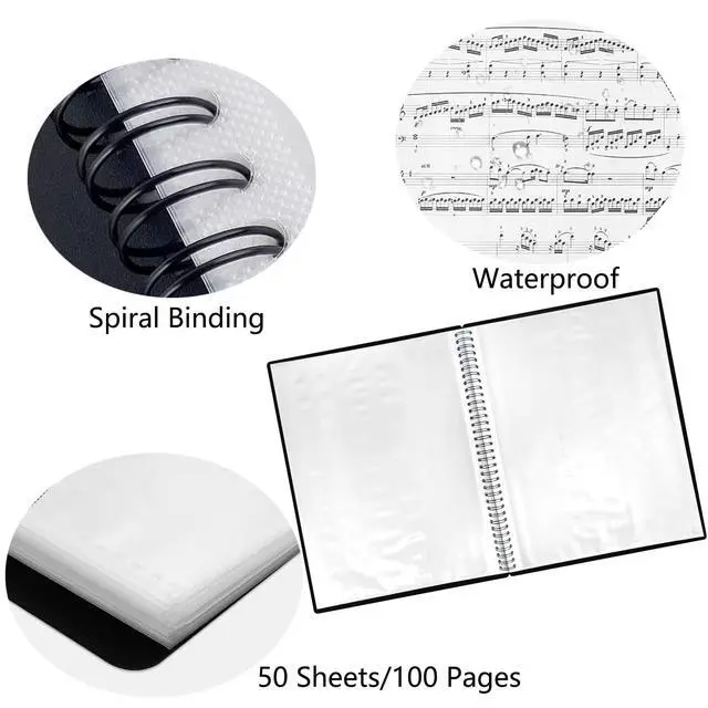 Alt view image 3 of 7 - 50 Pockets Portfolio Binder with Plastic Sleeves, Presentation Book Display 100 Pages File Folder for Artwork, Sheet Music, Document, Diamond Painting (50 Pockets Portfolio Binder)