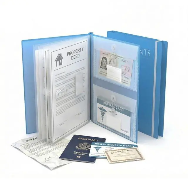 Main image of Important Document Organizer, Folders for Documents, Family File Folder Organizer with Elastic Band, Binder Organizer for Paper, Certificates, Passports, Photos, 1 pc