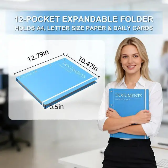 Alt view image 3 of 7 - Important Document Organizer, Folders for Documents, Family File Folder Organizer with Elastic Band, Binder Organizer for Paper, Certificates, Passports, Photos, 1 pc