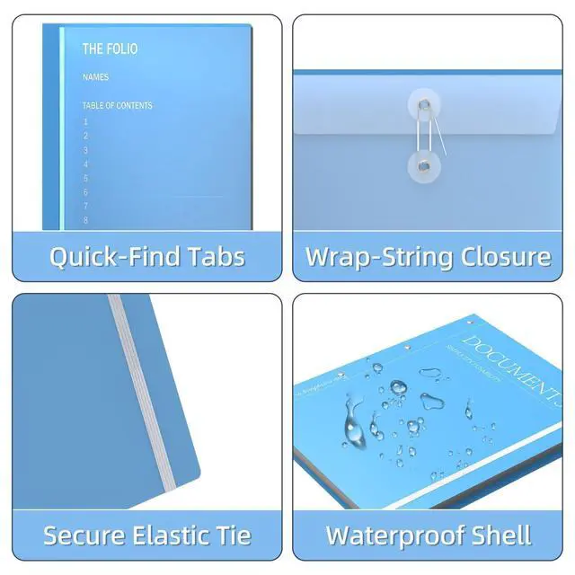 Alt view image 2 of 7 - Important Document Organizer, Folders for Documents, Family File Folder Organizer with Elastic Band, Binder Organizer for Paper, Certificates, Passports, Photos, 1 pc