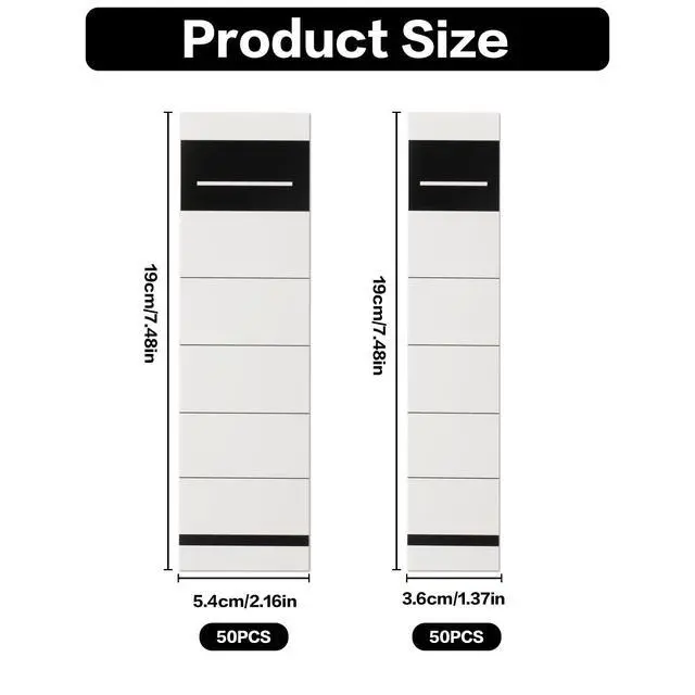 Alt view image 2 of 7 - 100 Pcs Spine Labels for Lever Arch File Self-Adhesive, Folder Spine Stickers, Folder LabelsFile LabelsSpine Labels for Folders, Lever Arch Folders Stickers for Home School Office(54x190mm/36x190mm)