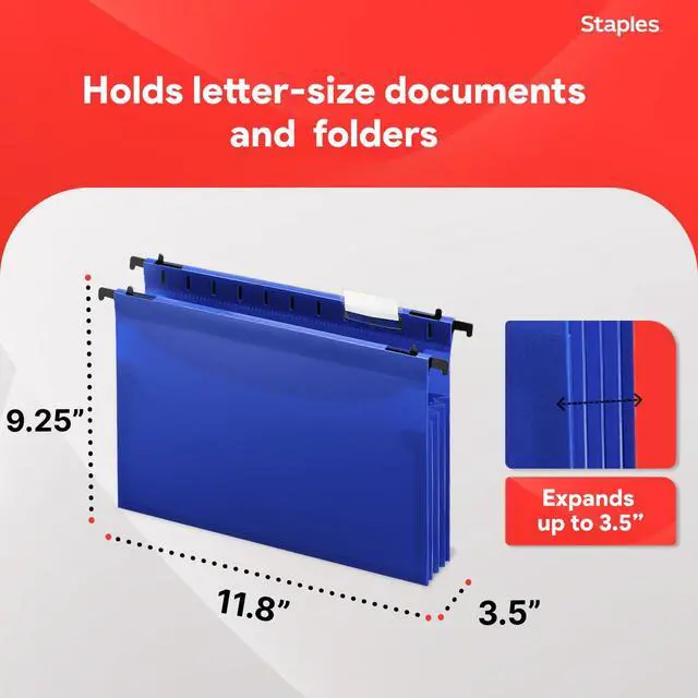 Alt view image 3 of 6 - Poly Expanding Hanging File Pockets, Letter Size, Assorted Colors, Durable Poly Construction 5/Pack