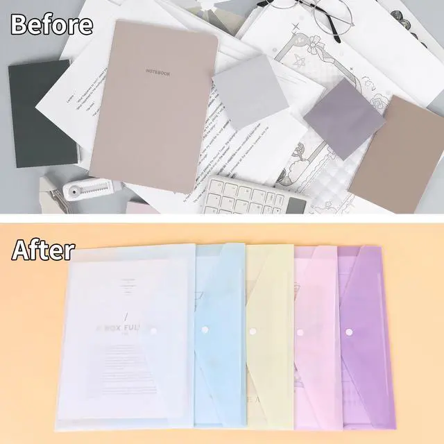 Alt view image 5 of 7 - 5pcs Plastic Envelopes Folders, Plastic Poly Folders for Documents, File Folders with Snap Closure, A4 Size, Letter Size, for School and Office Supplies