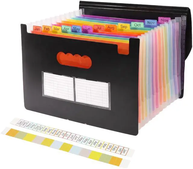 Main image of Accordion File Organizer, Expanding File Folder with 12 Pockets | Portable Letter A4 Size Document Holder with Blank Labels for Bills, Receipts, Tax Papers, School, Office & Home Filing