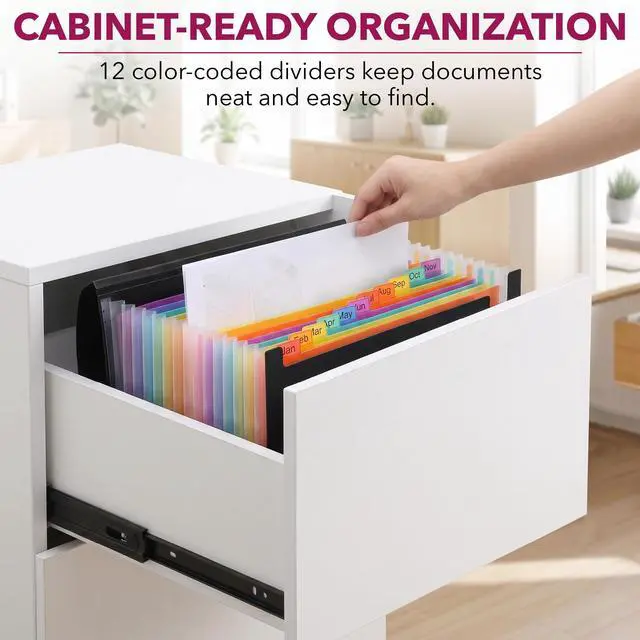 Alt view image 5 of 7 - Accordion File Organizer, Expanding File Folder with 12 Pockets | Portable Letter A4 Size Document Holder with Blank Labels for Bills, Receipts, Tax Papers, School, Office & Home Filing