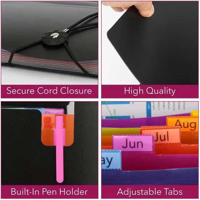 Alt view image 6 of 7 - Accordion File Organizer, Expanding File Folder with 12 Pockets | Portable Letter A4 Size Document Holder with Blank Labels for Bills, Receipts, Tax Papers, School, Office & Home Filing