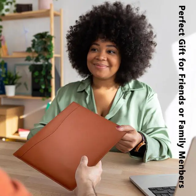 Alt view image 5 of 7 - Portfolio Folder Padfolio with A4 Clipboard, PU Leather Portfolio Clipboard Business Binder Writing Clip Board Organizer for Legal Documents Business Card Men Women Brwon