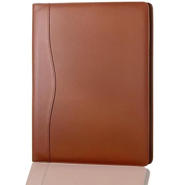 Alt view image 7 of 7 - Portfolio Folder Padfolio with A4 Clipboard, PU Leather Portfolio Clipboard Business Binder Writing Clip Board Organizer for Legal Documents Business Card Men Women Brwon