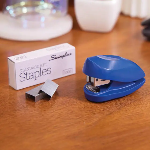 Alt view image 2 of 6 - Mini Stapler, 12 Sheet Capacity, includes Built-In Staple Remover & 1000 Standard Staples, Tot, Blue (79172)