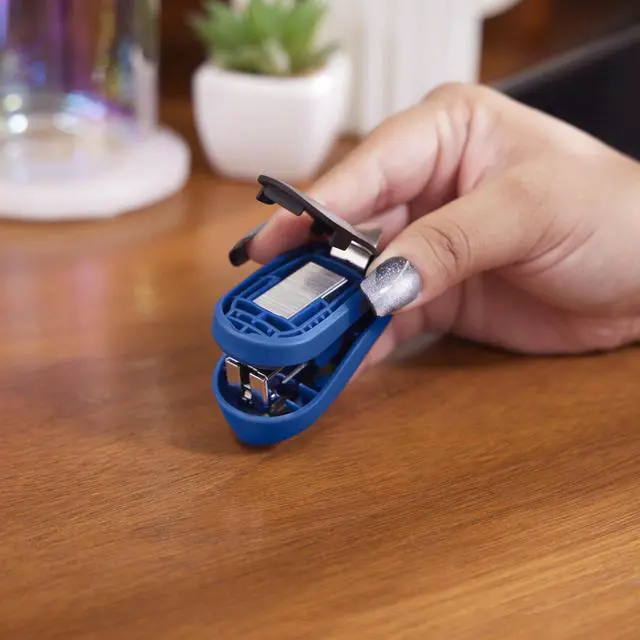 Alt view image 5 of 6 - Mini Stapler, 12 Sheet Capacity, includes Built-In Staple Remover & 1000 Standard Staples, Tot, Blue (79172)