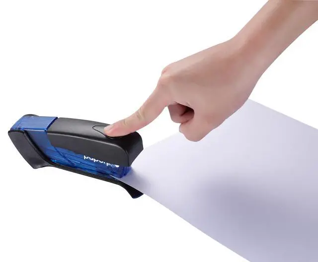Alt view image 6 of 6 - Compact Classic Desktop Stapler, 15 Sheet Capacity, No Effort, Includes 105 Staples, One Finger, 80% Easier Stapling, Assorted (Colors May Vary)