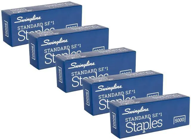 Main image of Staples, 5 Pack, Standard Staples for Desktop Staplers, 1/4" Length, 210/Strip, 5000/Box (35101)