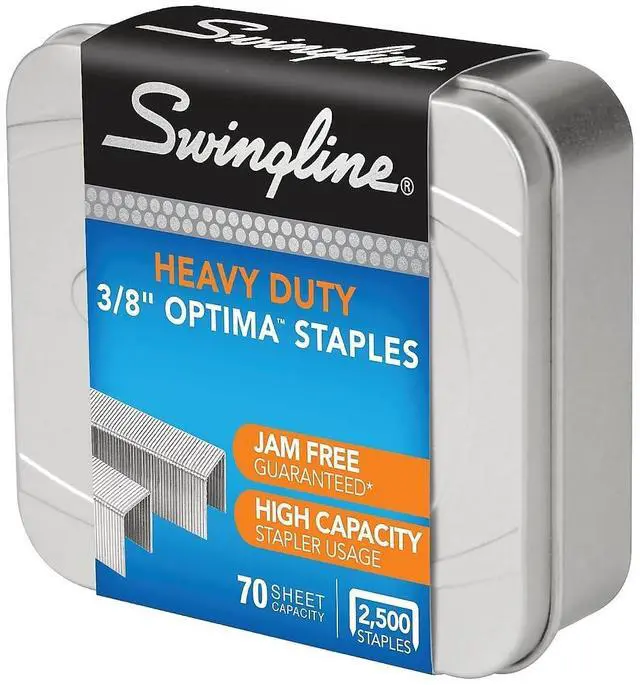 Main image of Staples, Premium High Capacity for Desktop Staplers, 3/8" Length, 125/Strip, 2500/Box, Jam Free, Optima (35550)