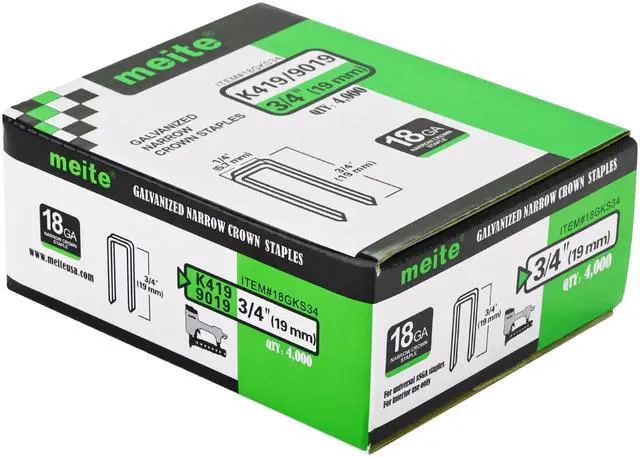Main image of 18 Gauge 1/4-Inch Narrow Crown Staples, 3/4-Inch Length Heavy Duty Galvanized Upholstery Staples for Electric or Pneumatic Narrow Crown Staple Guns (4,000 PCS)