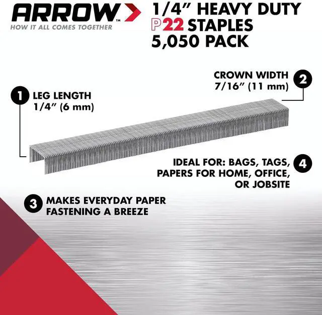 Alt view image 2 of 7 - 224 Heavy Duty P22 Staples for Use with Plier-Type Paper and Bag Staplers in Restaurants, Offices, Classrooms, 5050-Pack, 1/4-Inch Leg Length, 7/16-Inch Crown Width