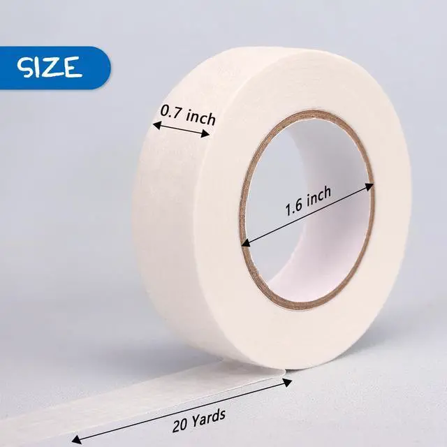 Alt view image 3 of 7 - White Masking Tape 8 Rolls, 0.7 Inch x 20 Yards