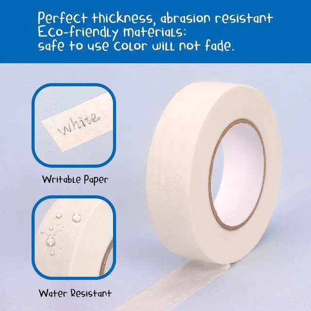Alt view image 4 of 7 - White Masking Tape 8 Rolls, 0.7 Inch x 20 Yards