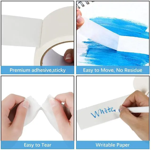 Alt view image 6 of 6 - Masking Tape 2 inch 3 Pack 65.6 feet Thick 2 inch Wide Painters Masking Tape Strong Adhesive Clean Removal for Painting Labeling Crafts Home Total 196.8 feet